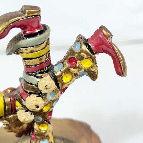 Ron Lee Acrobat Handstand Clown Umbrella Gold Onyx Hand Painted Signed 1982 - Picture 16 of 16